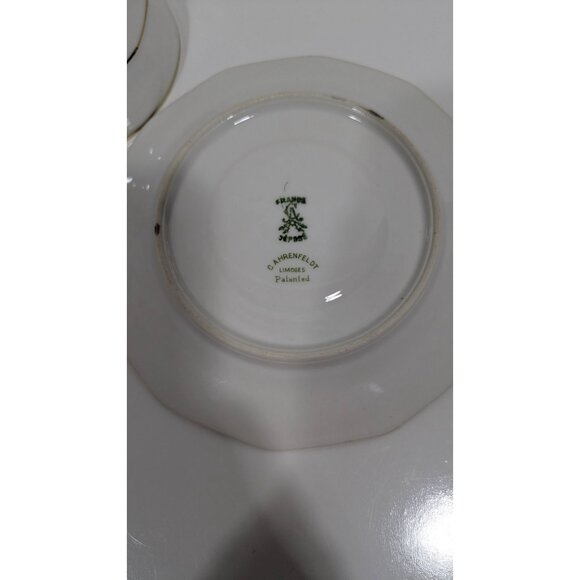 C. Ahrenfeldt Limoges France Cup Saucer Pink & Blue Flowers Gold Trim - Picture 12 of 12